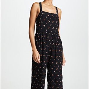Madewell Smocked Crop Floral Jumpsuit